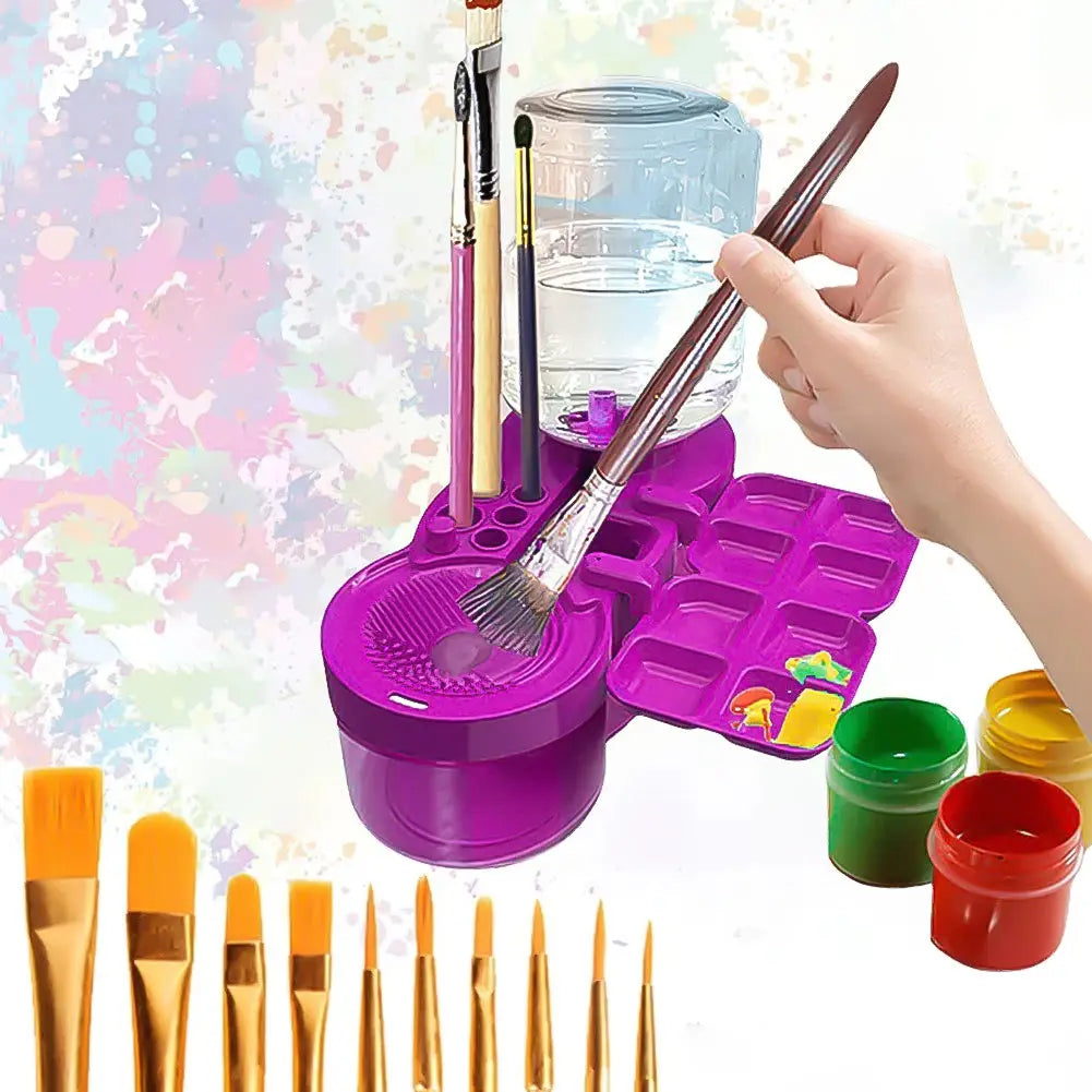 Paint Brush Cleaner with Drain Button Painting Brush Rinser Paint Brush Clean Device for Acrylic Water Based Painting Brush Adventure Better Life Store Store
