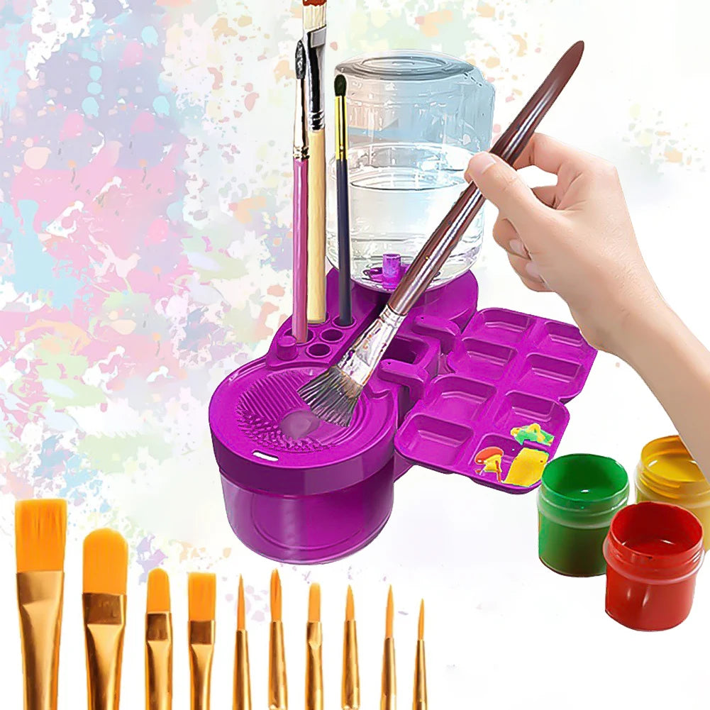 Paint Brush Cleaner with Drain Button Painting Brush Rinser Paint Brush Clean Device for Acrylic Water Based Painting Brush