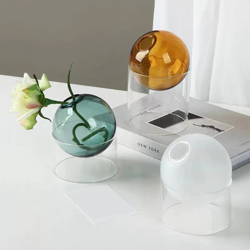 Mini Round Glass Flower Vase – A Delightful Touch of Nature for Your Space Ursmart Store