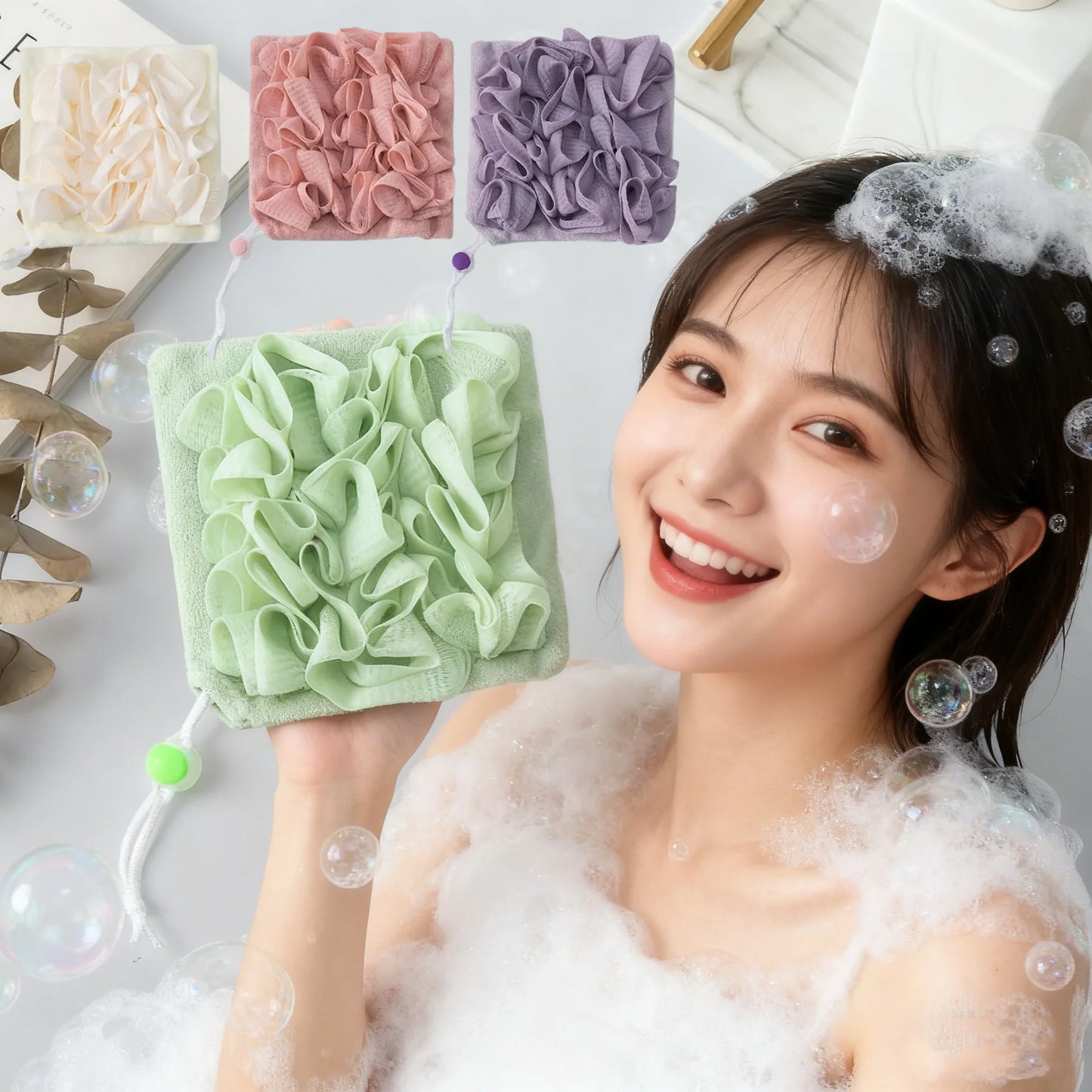 FoamGlow™ 2-in-1 Bath Sponge 🛁 — Deep Clean & Rich Lather
