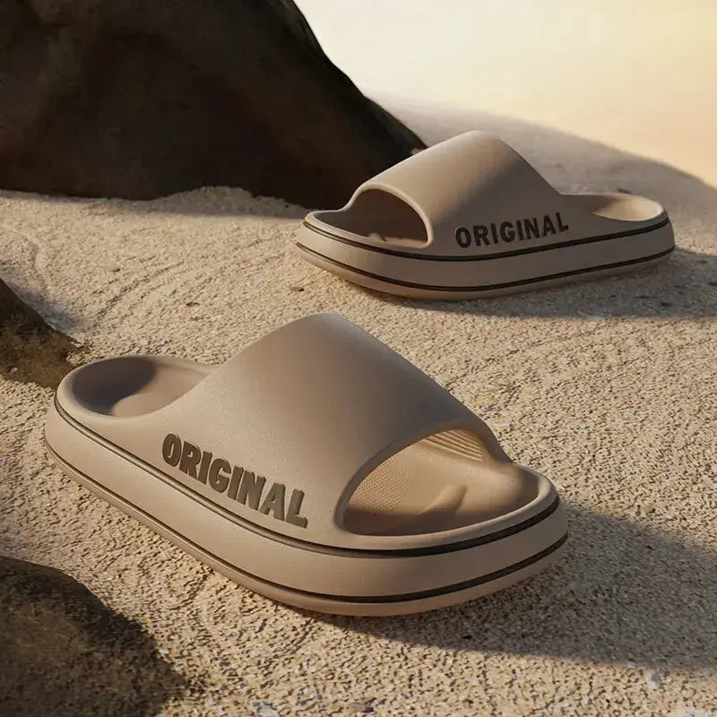 View details for Feslishoet Women Letter Slippers Beach Slides Solid Color Men