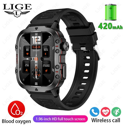 Smart Watch for Xiaomi Military GPS Tracker Men IP68 5ATM Outdoor Sports Fitness Tracker Health Monitor 1.96" BT Call Smartwatch LIGE SmartWatch Official Store