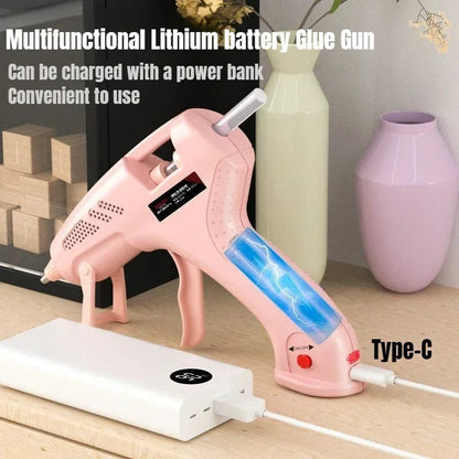 Mini Pink Rechargeable Hot Silicone Gun,7mm Portable Cordless Glue Gun 3.7V,60 Min Use,Type-C Charging, Kids DIY Crafts Tools ATOTOOL Store