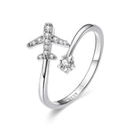 Adjustable Rings Real 925 Sterling Silver Stackable Engagement Zircon Open Size Rings For Women Jewelry big nose Official Store
