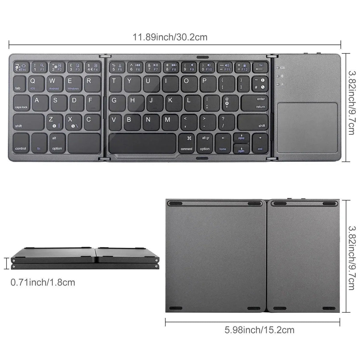 Teclado inalámbrico Bluetooth recargable y plegable para Rusia/España con
