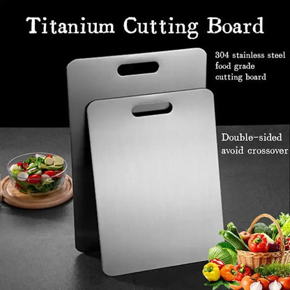 Camping Cutting Board Double-Sided Titanium Kitchen Chopping Board Kitchen Stainless Steel Cutting Board for Kitchen, Heavy Duty Yolo Waku Store