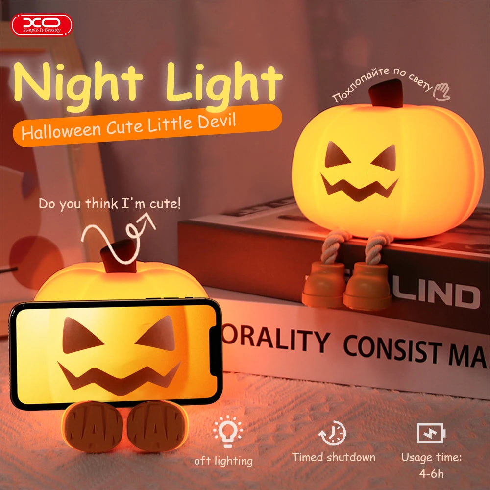 Calabaza de sonrisa espeluznante con luz: ¡Decoración de Halloween que brilla en la oscuridad!