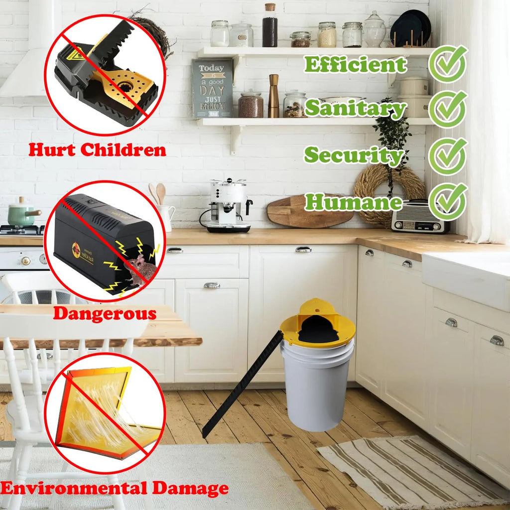 Mouse Trap Flip and Slide Bucket Lid Mice Rat Trap For Indoor Outdoor Multi Catch Auto Reset Stone's Store