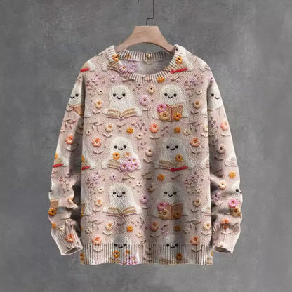 Autumn Winter Digital Printing Halloween Sweater Women Round Neck Party Club Knitwear Tops Casual Street Knit Jumpers Pullover