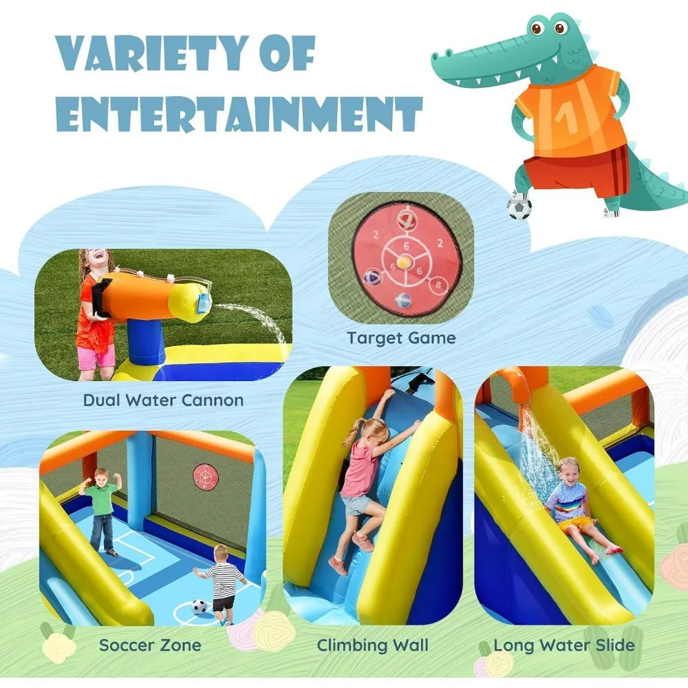 Inflatable Water Slide, Mega Water Soccer Waterslide Park GAINOOM LIFE Store