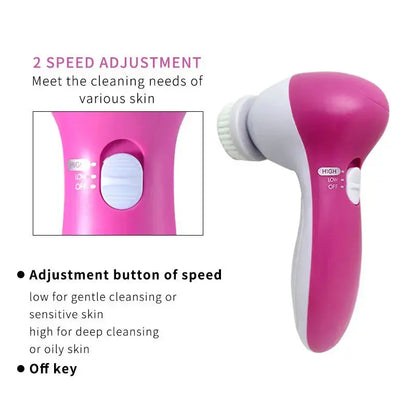 Electric Facial Cleaner 5 IN 1 Face Cleansing Brush Wash Machine Spa