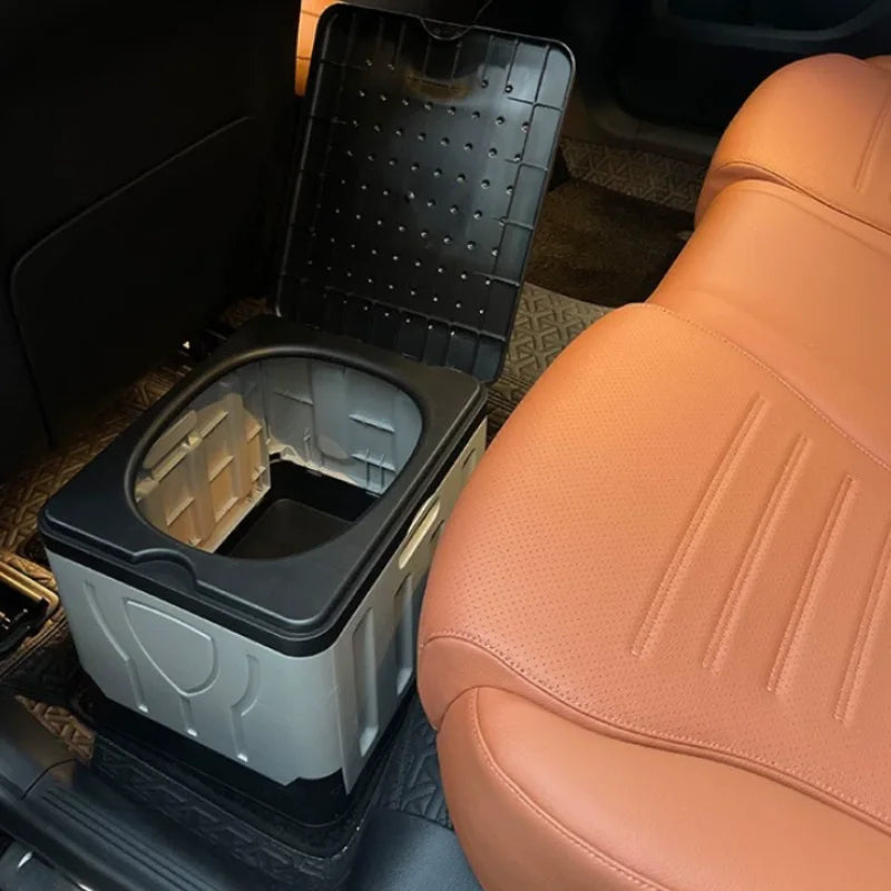 Portable Outdoor Toilet 4-in-1 Car Bucket Reusable Trash Foldable Odor-Proof Emergency Toilet for Camping Road Trips Caravan