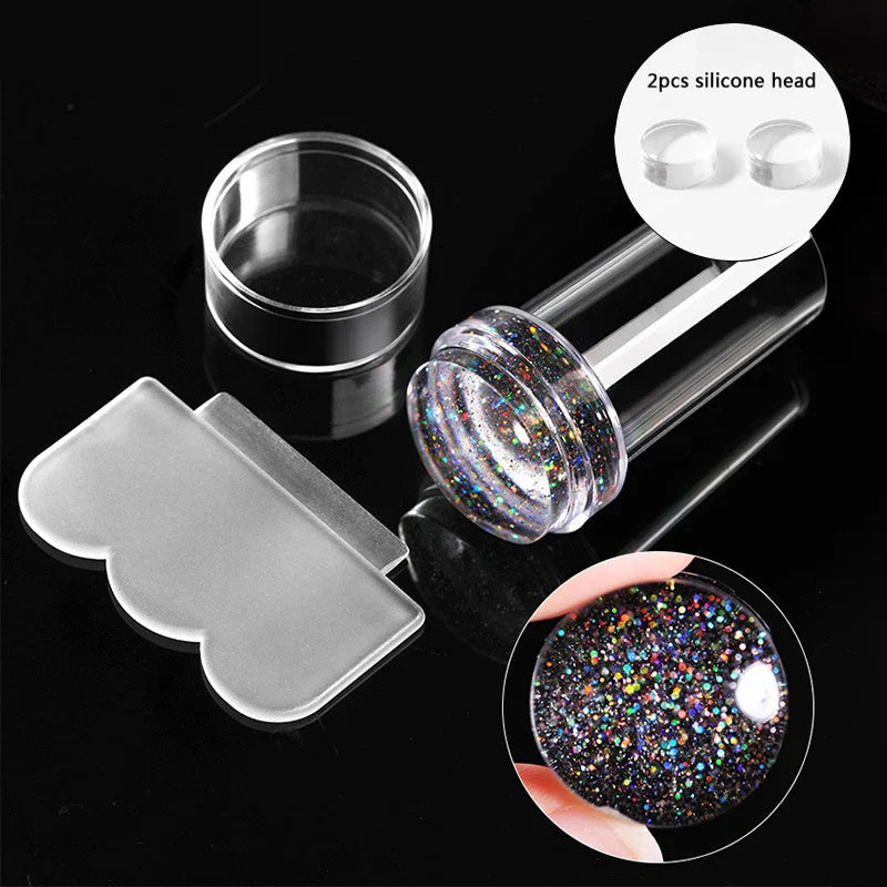 Jelly Silicone Transparent Nail Stamper Set with Scraper Stone's Store
