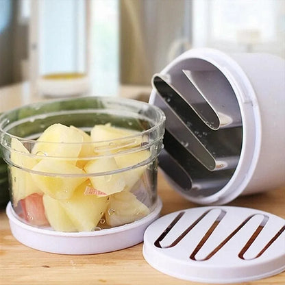 QuickChop™ – Stainless Steel Hand-Press Veggie Cutter