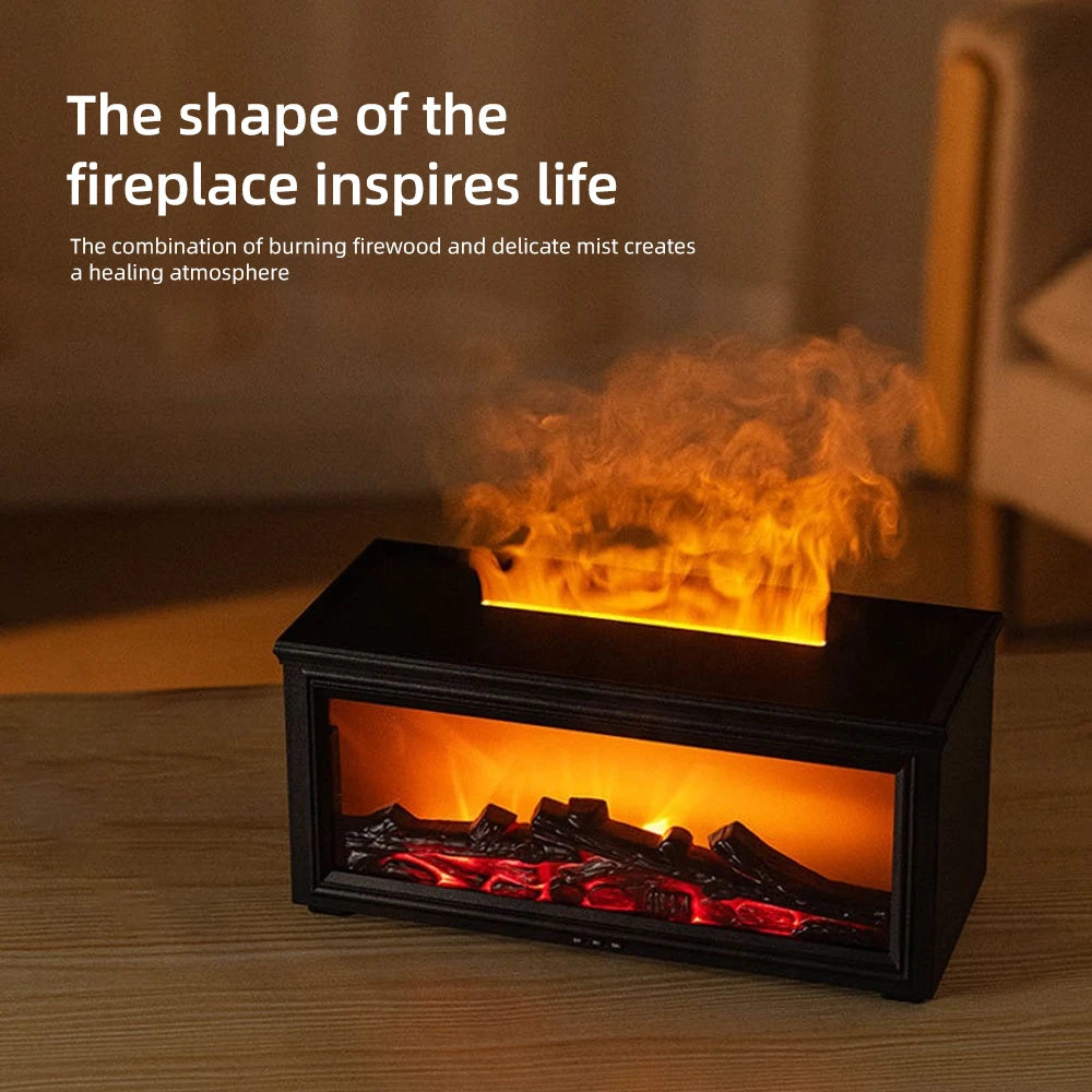 Portable Desktop Fireplace Heater with Atmosphere Light - 5-in-1 Air Humidifier, Aroma Diffuser, Essential Oil Diffuser, Aromath