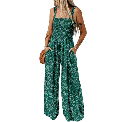 Bloom & Move: Floral Sleeveless Jumpsuit with Pockets
