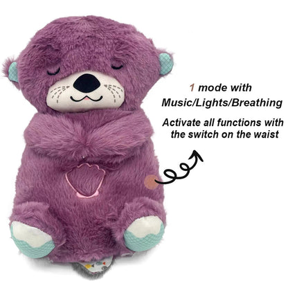 Baby Plush Doll Breathing Bear Soothing Sleep Playmate white Otter Toy Kids Music Sleeping Companion Sound Light Doll Toy Gift EPA Choice Store