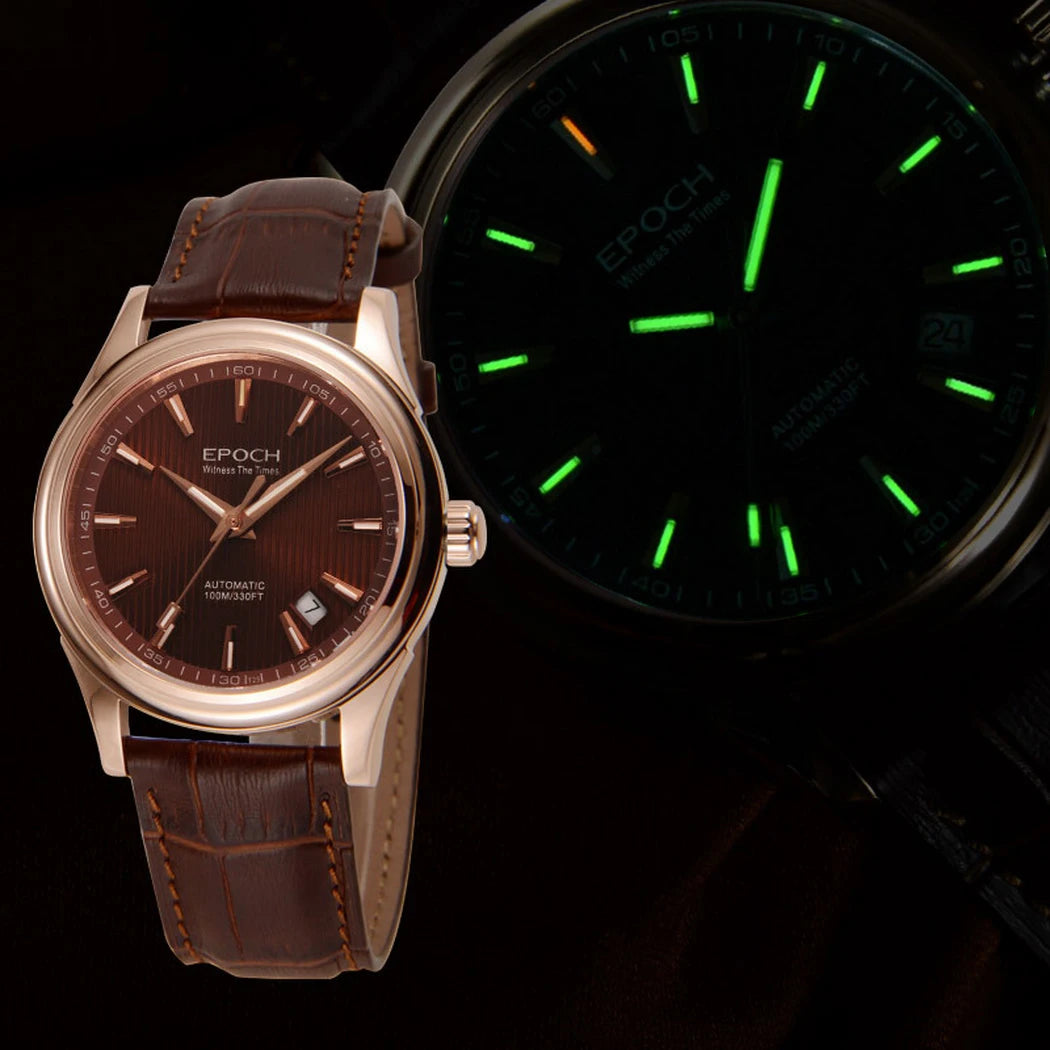 Signature - Silver Rose Gold Case with Brown Arabic Dial (Crystal Bezel) LEAIYAO Store