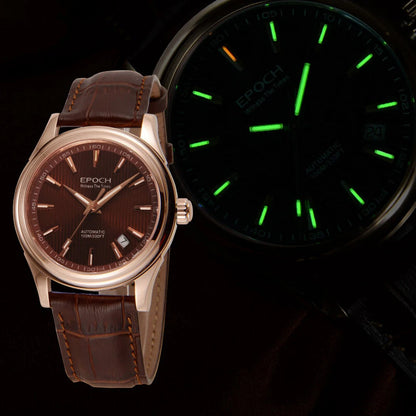 Signature - Silver Rose Gold Case with Brown Arabic Dial (Crystal Bezel) LEAIYAO Store