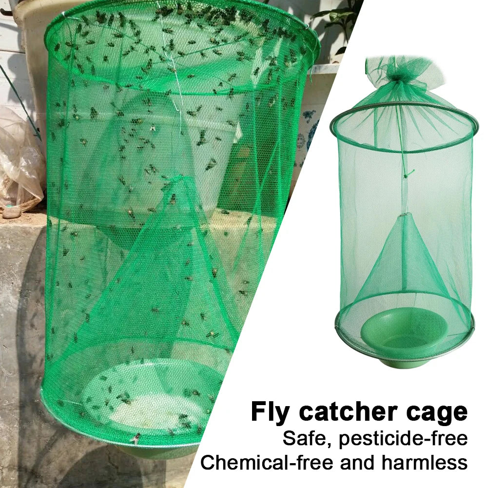 Hanging Flies Net Traps Reusable Folding Insects Pest Traps Practical Outdoor Fly Catcher Pest Control Tool for Courtyard Garden