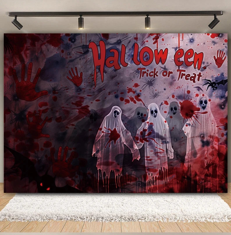 Horror Halloween Backdrop Blood Splatter Ghosts Bloody Handprints Haunted House Party Decor Photography Background Photo Studio