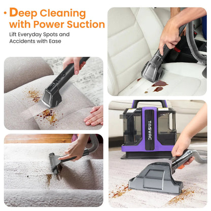 TASVAC C7 Portable Carpet & Upholstery Cleaner Machine, Spot And Stain Deep Cleaner With Two Brushes & Remover Formula For Pets, Inselife Store