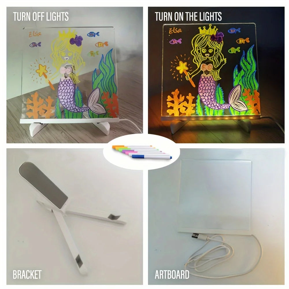 LED light up acrylic message board Erasable USB Children's Drawing AliExpress