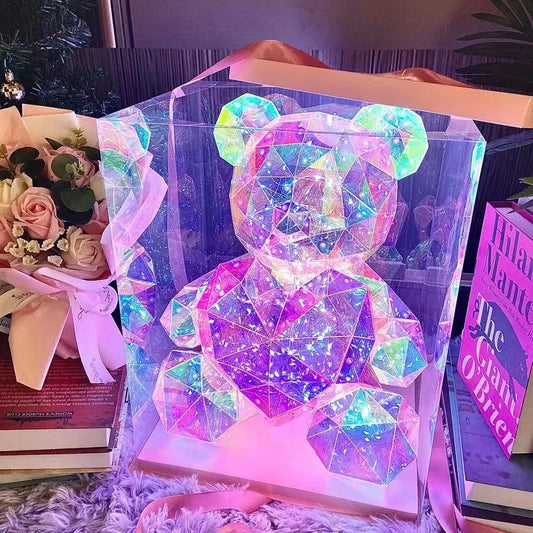 Glow-Up Holographic Teddy Bear – Magical Light-Up Plush for Cozy Nights! SINOHAMM Official Store