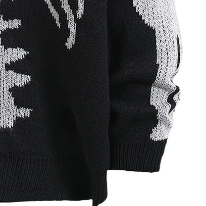 Autumn Winter Knit Sweater Coat 2023 Halloween Skull Knitted Cardigan Women Loose Female V Neck Coat Long Sleeve Tops Jacket