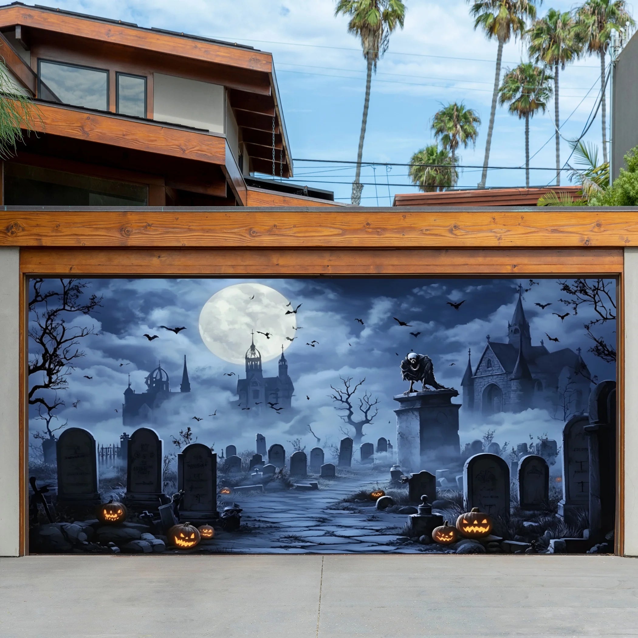 Spooky Garage Door Wrap – Instant Haunted House Transformation!