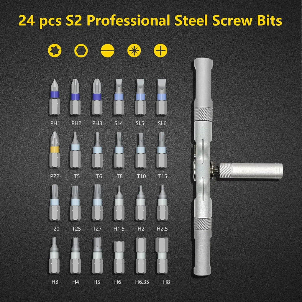 Pocket-Sized Powerhouse – 24 Tools in 1 Magnetic Screwdriver!