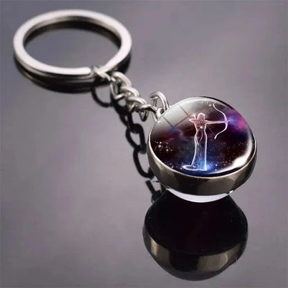 12 Constellation Keychain with Luminous Time Stone Pendant - Creative Fashion Accessory Gift Shop1103314747 Store