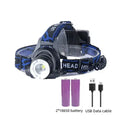 Potente linterna frontal LED recargable con zoom telescópico