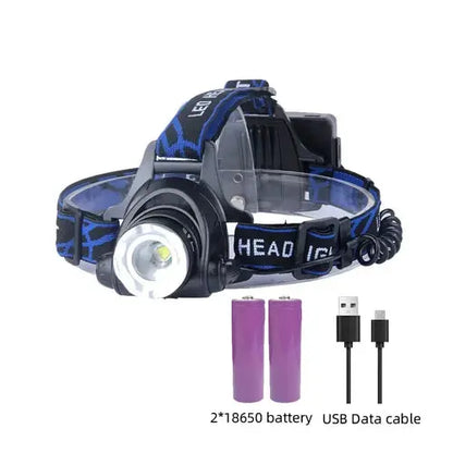 Powerful LED Headlamp Rechargeable Telescopic Zoomable Headlight