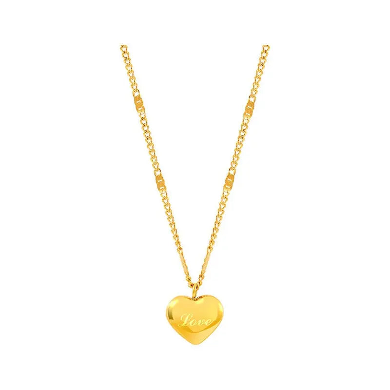 Trendy Simple Gold Color Heart Pendant Chokers Necklace for Women