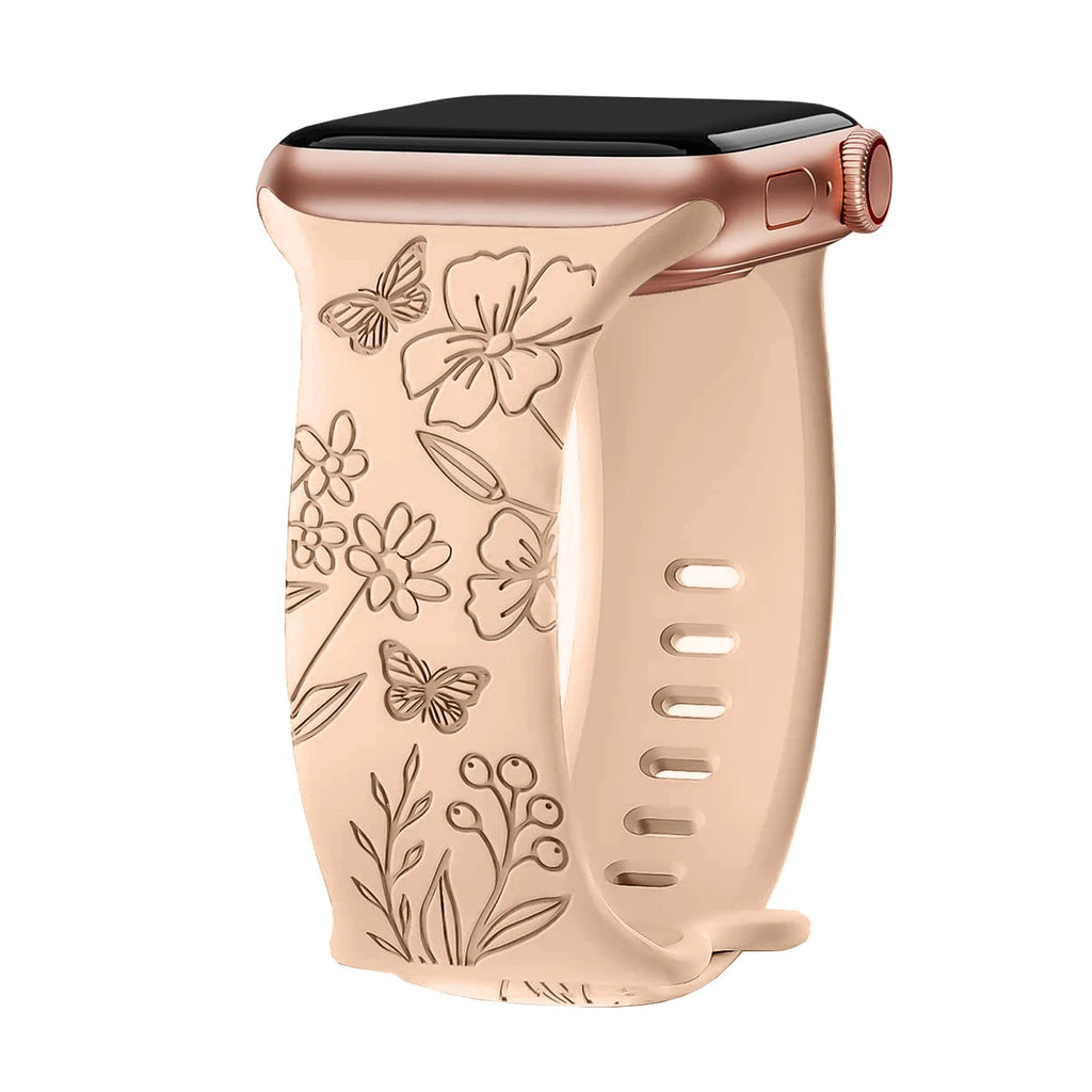 Levo Floral Engraved Silicone Band Personalized Strap Store