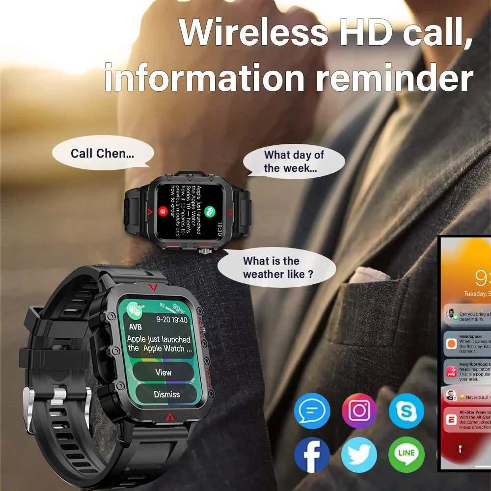LAXASFIT Men Sports Smart Watch 1.71 Screen Blood Oxygen Bluetooth Talking Watch Multi Sport LED Flashlight Outdoor Smart Watch LAXASFIT Watch Store
