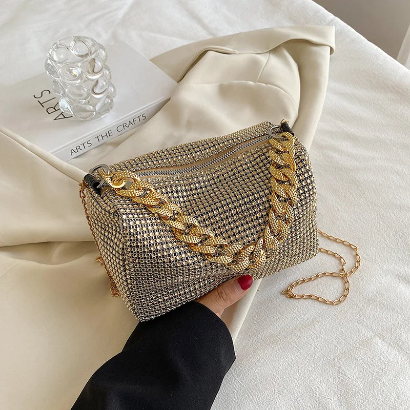 Allover Rhinestone Bucket Bag, Glitter Chain Prom Purse, Women's Mini Crossbody Bag (6.3*3.54) Inch Stone's Store