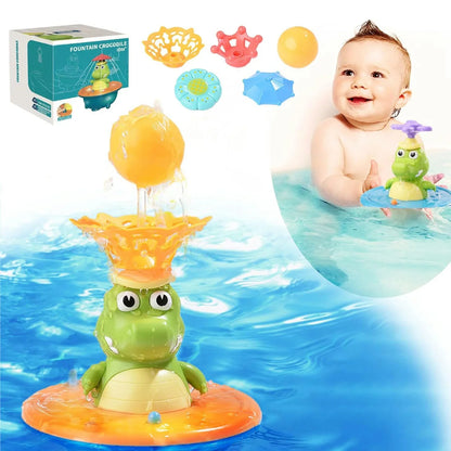 Crocodile Spray Water Toy with LED, Floating Wind Up , New Born Baby Bathtub Water fun Toys, Preschool Toddler gift,bathroom