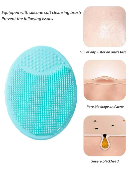 3PC Soft Silicone Face Brush Cleanser and Massager Manual Facial