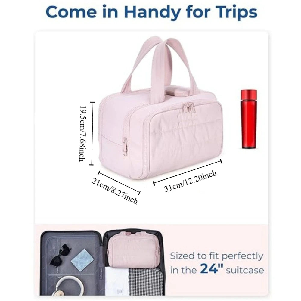 Pack It All: Spacious Wide-Open Travel Cosmetic Bag