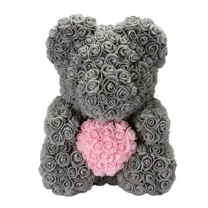 40/25cm Blue Rose Bear Heart Artificial Flower Rose Teddy Bear For
