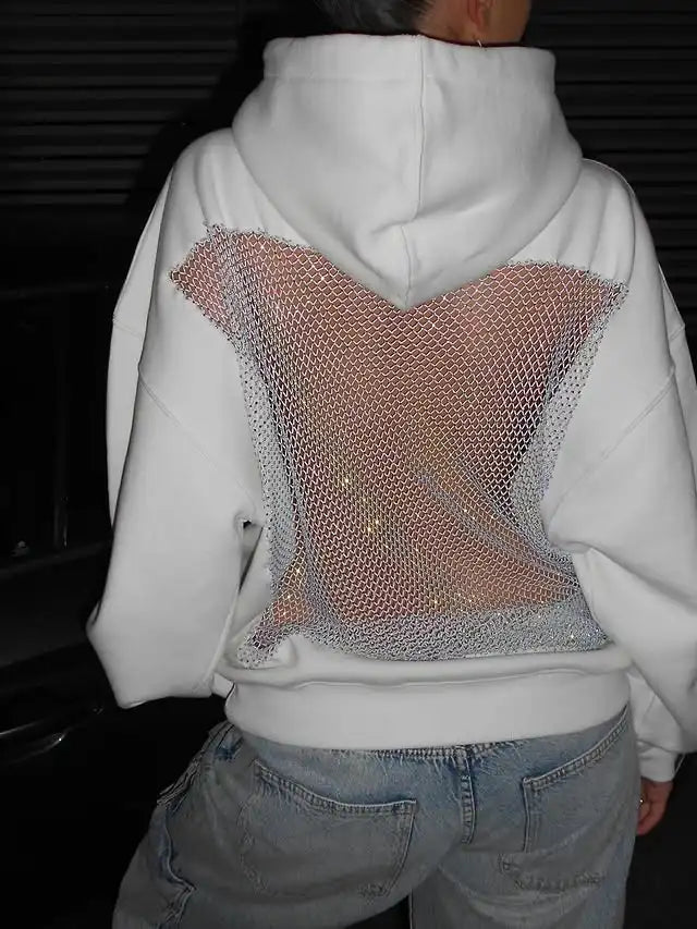 Sudadera con capucha de malla de cristal Backstage: Comodidad brillante y transpirable ✨