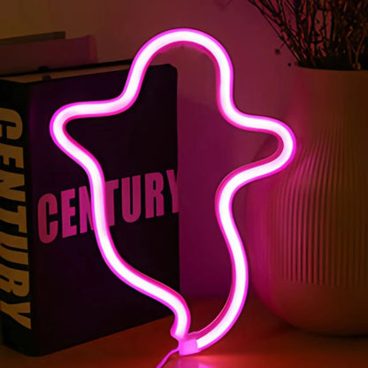 Halloween Led Neon Sign, Party Wall Art Decoration, Horror Atmosphere, Signature Neon Pendant, Room Night Light, USB or Battery Powered (Battery Not Included)