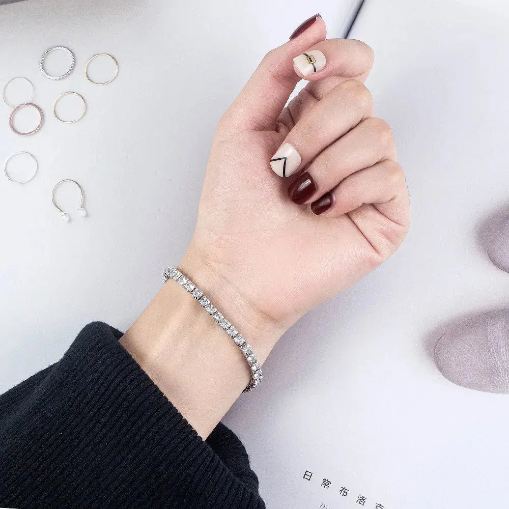  Lihong S925 Sterling Silver Bracelet Zirconia Tennis Ball Women