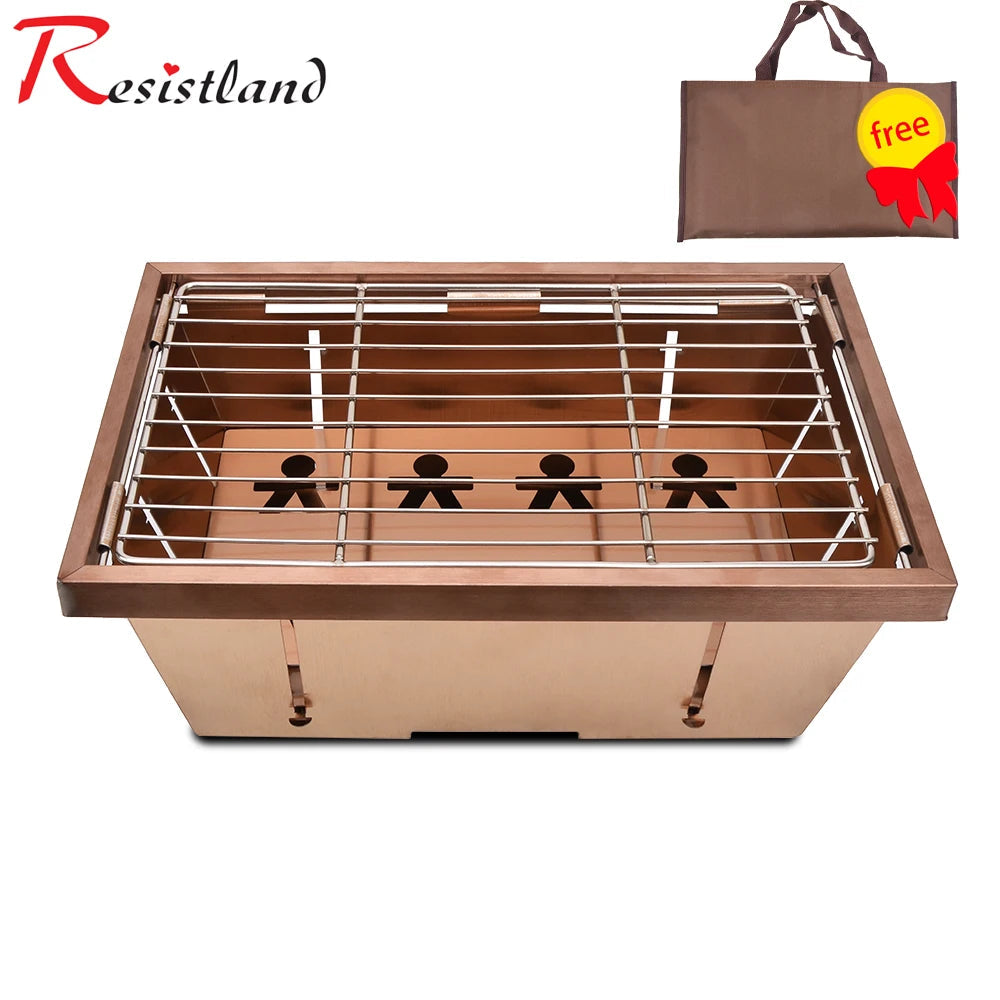 Portable IGT Wood Camping Table with Removable Gas Stove and BBQ Grill Stone's Store
