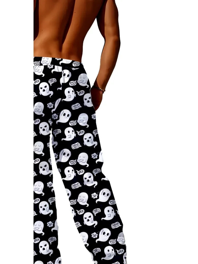 Pantalones de dormir estampados en 3D Ghost Four Seasons con aire acondicionado, pantalones casuales, modernos, cómodos y transpirables para el hogar