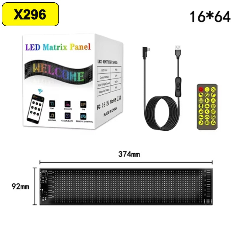 Dynamic Devil's Eye Truck Windshield Scrolling Advertising LED Car Sign RGB DIY App Control LED Panel Flexible Display Light