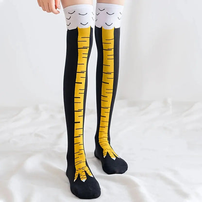 1/2/5 Pairs Women Knee High Socks Trendy Cartoon Funny Chicken Claw AliExpress