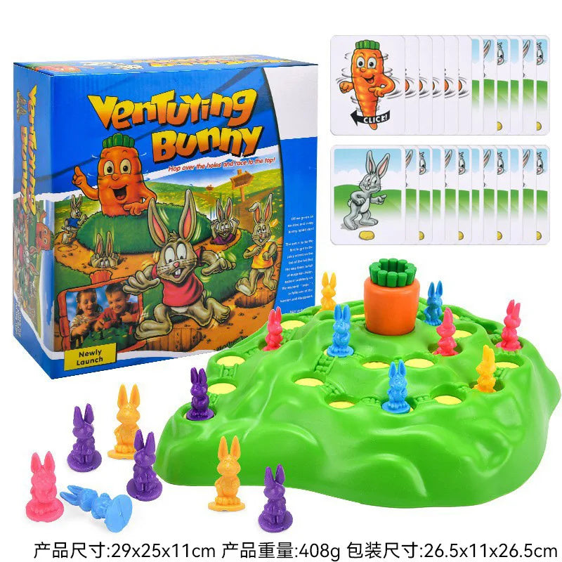 Kids Board Game 2-4 Players Funny Bunny Rabbit Trap Game Toy Rabbit Cross Country Race
